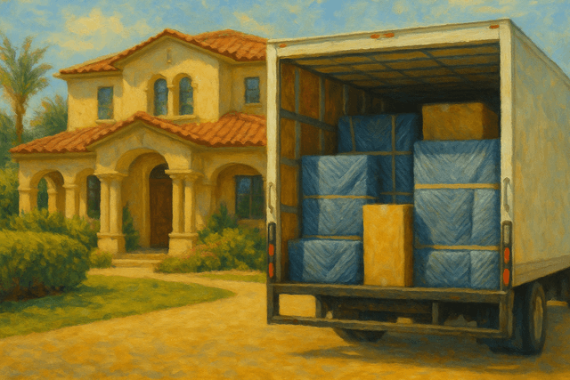 Moving crew with professional equipment